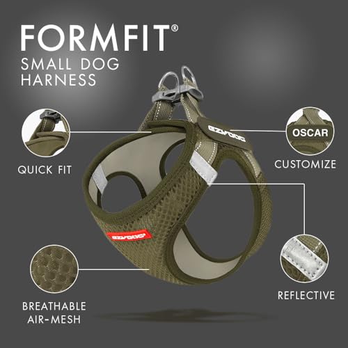 EzyDog Hundegeschirr kleine Hunde – FORMFIT Weste aus atmungsaktivem 3D Air-Mesh – Leicht, verstellbar, reflektierend, mit robustem D-Ring (S, Blau)