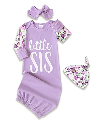 Image of NZRVAWS Knotted Gown Baby Newborn Cotton Nightgown Long Sleeve Stripe Baby Sleeper Hospital Gown Baby Boy Coming Home Outfits
