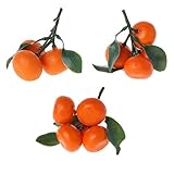 3 Pcs Fake Orange Decorate Fruit Lifelike Artificial Fruit Tangerine for Decoration, Small Plastic Realistic Fruit Orange Decorative Photography Bowl Prop Food Ornaments for Home Kitchen Party Display