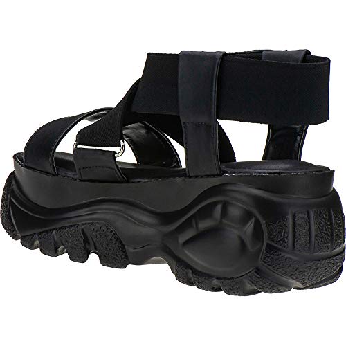 Sandalia Papete Feminina Alta Plataforma Eleganteria Tamanho:39;Cor:Preto