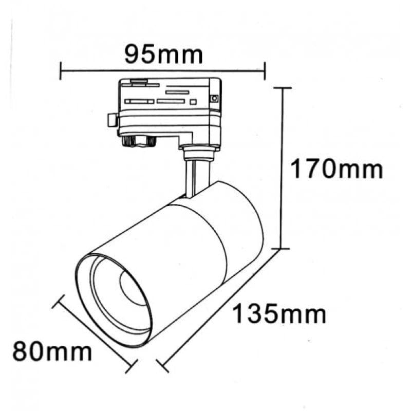 Spot LED sur Rail Triphasé Blanc 30W 80° - Blanc Neutre 4000K - 5500K - SILAMP