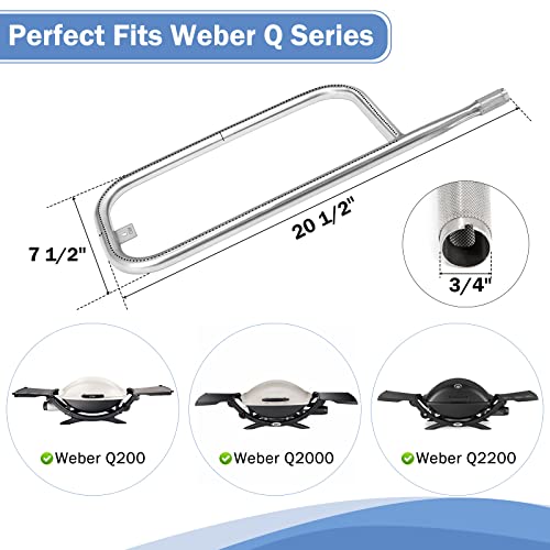 Image of Criditpid 41862 Grill Burner Tube for Weber Q200, Q220, Q2000, Q2200,396000, 396001, 396002, 566002, 53060001, 20.5 Inch 304 Stainless Steel Burner Tube Pipe Replacement Parts for Weber 69956, 60041