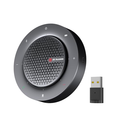 Bluetooth Conference Speakerphone, 360° 4-Mic Pickup, USB & Wireless