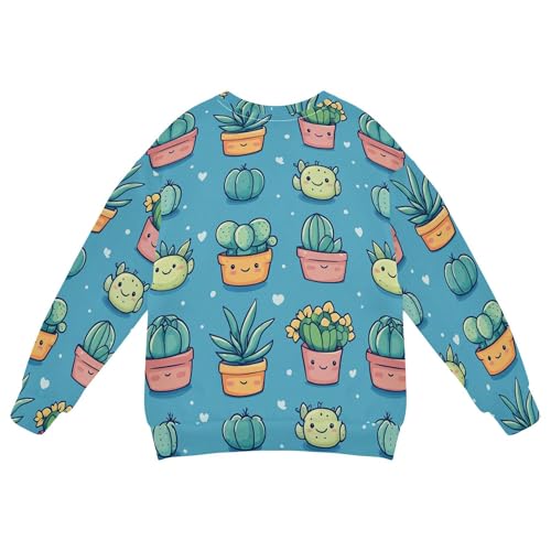JUNZAN Cartoon Cute Cactus Big Girls Pullover Hoodie Fleece Outerwear for Kids Party 4T2