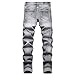 XIMXIMMTIAN Men Slim Fit Jeans Fashion Biker Jeans for Men Stretch Designer Distressed Straight Denim Pants (36, 2131 Gray)