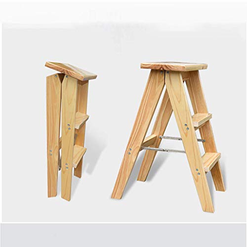 Escalera de tijera multifuncional con peldaños estables de madera 6