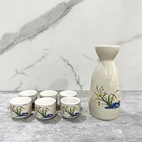 Amazon.co.jp: 7点セット 酒器セット セラミック 徳利 花柄 猪口