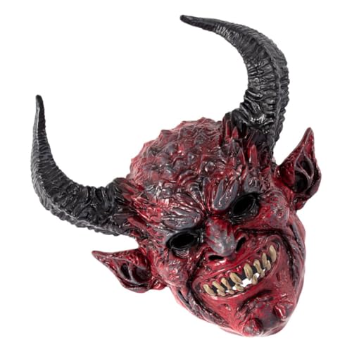 Masque de diable rouge à cornes demi-visage pour déguisement adulte