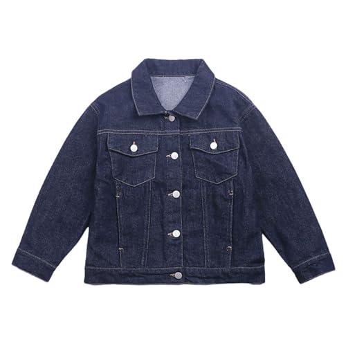 Denim Outerwear for Baby Girls Solid Windproof Long Sleeve Lapel Button Jacket Warm Casual Jackets with Pocket