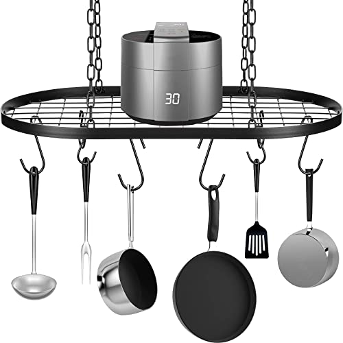 20 Inch Pots And Pans Organizer Hanging Pot Rack Pot And Pan Organizer With 20 S Hooks For Home, Restaurant, Kitchen Cookware, Utensils, Books, Household (Black) #TOP4