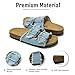 MOAILAOZI Women's Cork Sandals with Two Buckles Adjustable Straps, Arch Support Summer Fashion Denim Slippers, Comfortable Beach Flat Dressy Slip On ZJC-1-7-38-BLUE
