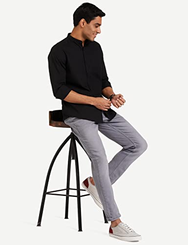 Image of Amazon Brand - Symbol Men's Cotton Shirt | Chinese Collar | Casual | Plain | Full Sleeve | Summer - Regular Fit (Available in Plus Sizes)