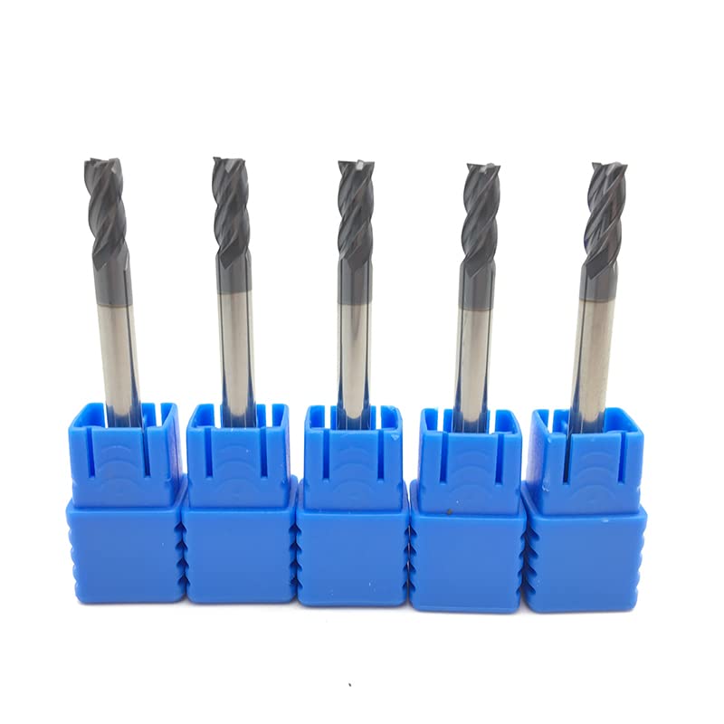 5Pcs HRC50 4Flute 4mm Solid Carbide Endmill 50mm 75mm 100mm Long Standard Length Side Milling Slotting Profiling Face Mill - (Dimensions: D4x100L)