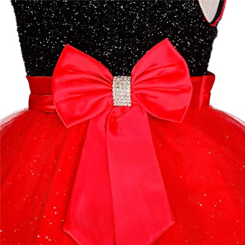 Dressy Daisy Girls Shimmery Special Occasion Dresses Wedding Flower Girl Pageant Gown Party Dress, Black Red4