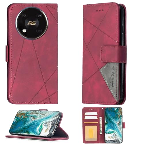 Aroepurt Case Compatible for Itel Rs4 Phone Case Cover [with Tempered Glass Screen Protector] Flip Stand Cover PU Leather Wallet Case Red