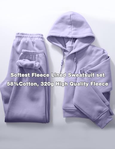 Flygo Womens Fleece 2 Piece Outfits Sweatsuit Crop Pullover Sweatshirt Joggers Pants Tracksuit Set