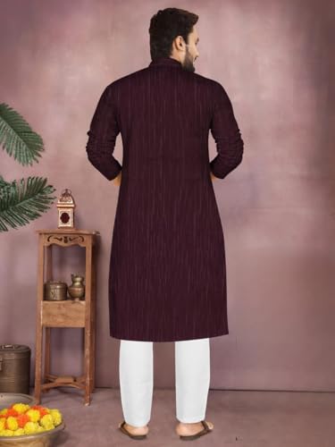 Image of Men's South Cotton Textured Ethnic Kurta Regular Fit Traditional Casual Wear