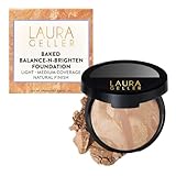 LAURA GELLER NEW YORK Award-Winning Baked Balance-n-Brighten Color Correcting Powder Foundation - Light - Buildable Light to Medium Coverage - Demi-Matte Natural Finish