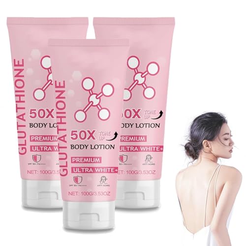 Glutatión 50x Loción Corporal tonificante, hidrata y Elimina la Piel Seca, hidratación Duradera, hidrata y suaviza tu Piel con la Crema Corporal perfumada, loción Corporal iluminadora de la Piel,3pcs
