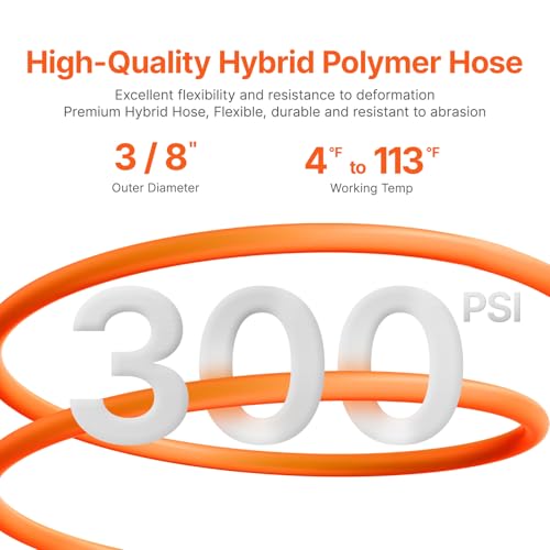 VEVOR Druckluft Schlauchtrommel, 9,52 mm x 15,24 m Luftschlauch, max. 300 PSI, Schlauchaufroller mit automatischem Aufrollen, Decken-/Wandmontage, geschlossene PP-Rolle & 180°-Schwenkhalterung