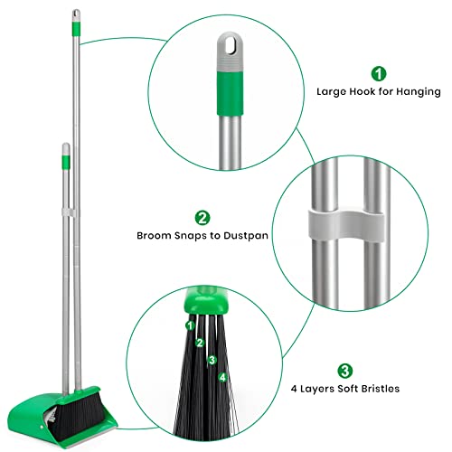 Image of TreeLen Broom and Dustpan Set - Simplify Cleaning Your Home Ktichen Office with Ease