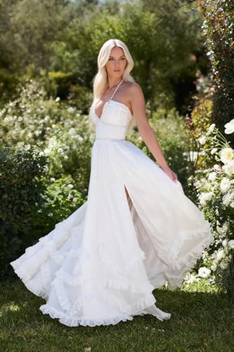 Floral Bridesmaid Dresses for Women Carmen Backless Formal Dress Chiffon Corset Ruffle High Slit Flowy Evening Prom Gown3