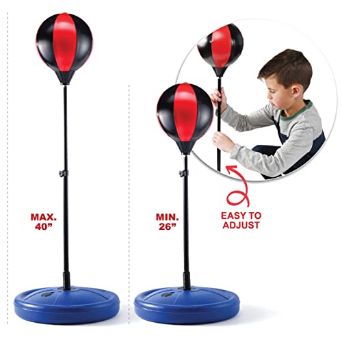 Play22 Kids Boxing Set - Kids Boxing Gloves And Punching Bag - Kids Punching Bag With Adjustable Stand & Pump - Pu Leather Freestanding Punching Bag For Kids, Boxing Bag Set Toy Gift For Boys & Girls #TOP3