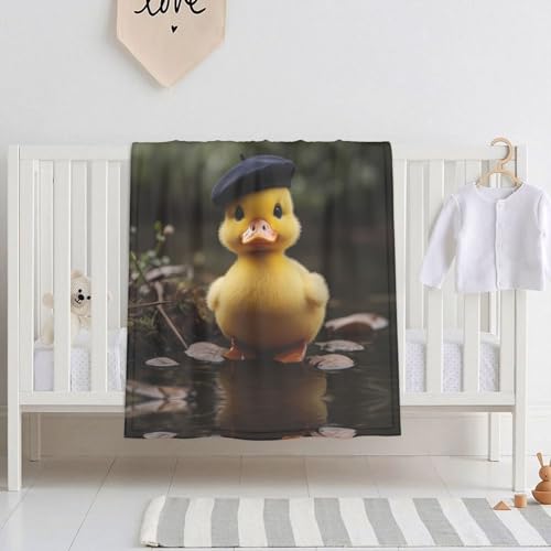 Soft Baby Blanket Duckling in a hat Printed Baby Comfort Blanket 30x40 Inches Suitable for Cribs and Daycare Centers