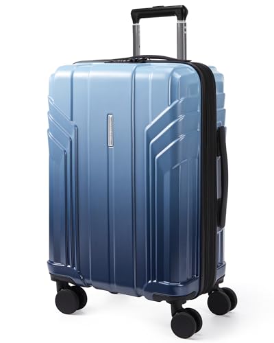 Image of BAGSMART Expandable Carry On Luggage 22x14x9 Airline Approved,Gradient Blue | Spinner Wheels, TSA Lock, Lightweight Hard Shell, Suitcase,22x14x9 Airline Approved