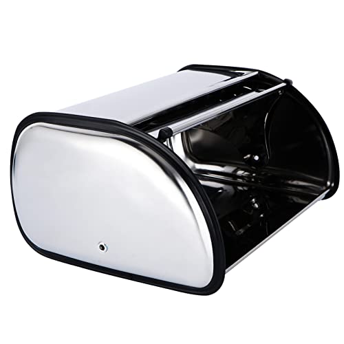 Doitool Stainless Steel Bread Box For Kitchen Countertop, Bread Storage Bin Container With Roll Up Lids, Roll Up Style Bread Bin (34 X 23 X 14.5 Cm) #TOP7