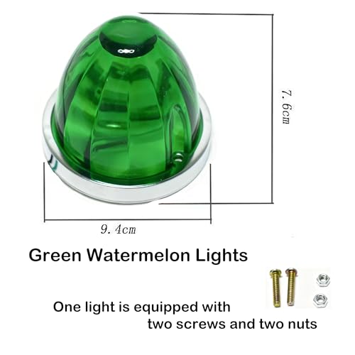Image of Watermelon Lights, Clear Lens LED Side Marker Turn Signal Lights, Watermelon-Shaped Side Marker Tail Top Cap Roof Lights for Trailer Truck Semi-trailer Heavy-duty Truck (2, Green)