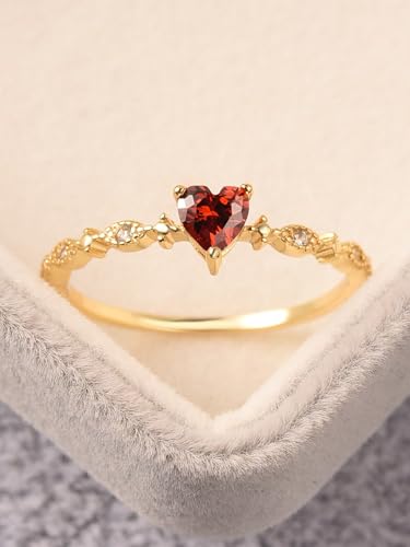 1pc Pomegranate Red Heart Shape Zirconia Ring For Women Sterling Silver Eternity Ring Glamorous Fine Jewelry Gift