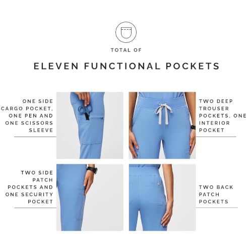 Image of FIGS YOLA High Waisted Skinny Scrub Pants for Women - 11 Pockets, 4-Way Stretch, Yoga Waistband