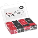 SLHINEMYI 350 PCS 3:1 Heat Shrink Tubing Kit, Adhesive Lined, Marine Grade Shrink Wrap, Industrial Heat Shrink Tubing 7 Sizes (Black/Red), for Industrial/Automotive