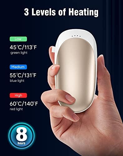 Fenvella Hand Warmers Rechargeable, 5200/10000 mAh Electric Hand Warmer, Fast Heating USB Hand Warmer with Power Bank, 3 Levels Heating Rechargeable Hand Warmer, Winter Gifts For Kids Women Men