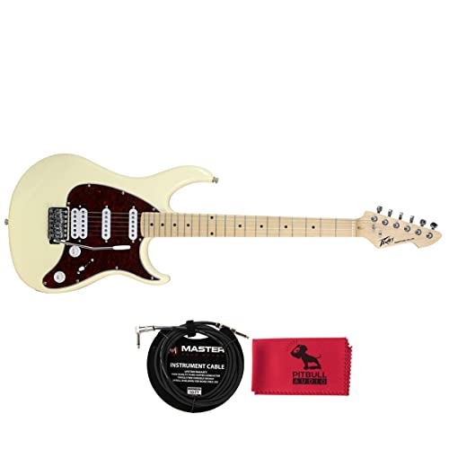 Peavey Raptor Plus Electric Guitar, Maple Fingerboard, Ivory W/Cable & Cloth #TOP22