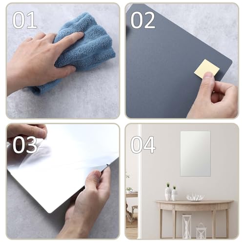 Acryl Klebespiegel, 20x30cm Selbstklebende Spiegel Flexibler Spiegelfliesen Selbstklebend Bruchsicher Spiegel Kleben Spiegelfolie Wandspiegel Spiegel zum Aufkleben Klebespiegel für Schrank Badezimmer