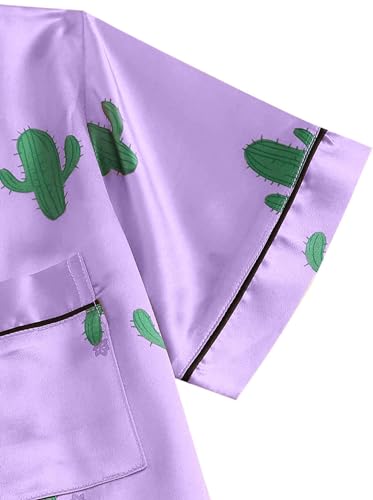 Image of Remidoo Women's Short Sleeve Button Down Satin 2 Piece Pajama Set Sleepwear Blue X-Small