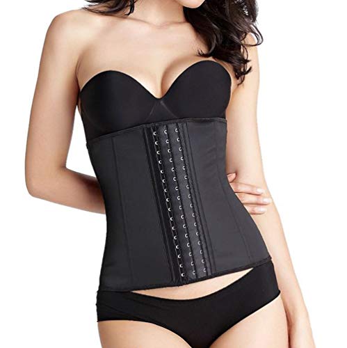 Corset serre-taille en latex pour femme avec 3 rangées de crochets réglables et baleines flexibles