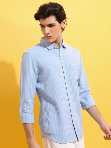 Image of Highlander Men's Slim Fit Striped Shirt | Full Sleeves | Everyday Wear Stylish Shirts for Men