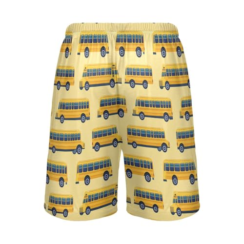 Vdsrup Mens Pajama Shorts Yellow School Buses Sleep Shorts Men Pajama Bottoms With Pockets Drawstring Lounge S3