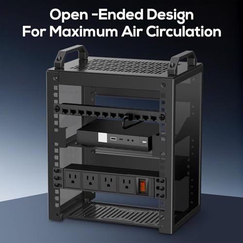 Image of 10Inch Mini Server Rack,6U Network Rack with Rack PDU Power | Depth of 7.87 inches. Suitable for IT Equipment, Networks, Servers, Audio and Video Equipment.
