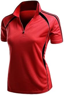 Women's Coolmax 2 Tone Collar Zipup Polo T-Shirt