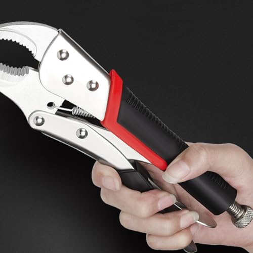 Locking Pliers Mole Grips Heavy Duty Adjustable C Type Curved Jaw Self Lock Pliers for Electrical Pipeline Automobile Maintenance Black red (7" 175mm) - Image 4