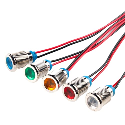 YFFSFDC 8mm DC 12-24V LED 防水インジケータライト パイロットライトシグナル インジケータ(5色セット) YFFSFDC 8mm DC 12-24V LED 防水インジケータライト パイロットライトシグナル インジケータ(5色セット)