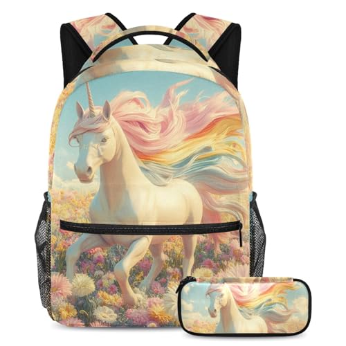 Sac à dos grande capacité avec trousse assortie | Lot de 2 cartables confortables et légers