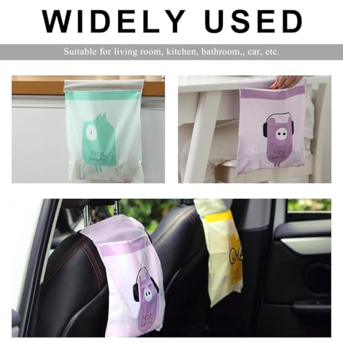 Image of 15 PCS Car Trash Bags, Easy Stick-On Disposable Car Garbage Bags Leak-Proof Vomit Bags, Waterproof Self Adhesive Cleaning Bags for Vehicles Bedrooms Offices, Car Accessories (Pig)