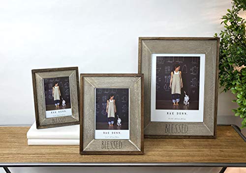 Rae Dunn “Blessed” Picture Frame - 8 X 10 In. Photo Holder For Desk Or Table Top Display -Rustic Distressed Light Brown Wood Design For Family Photos, Diploma, Art - Stylish Home And Office Décor #TOP1