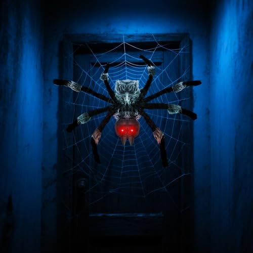 27'' Halloween Spider Hanging Decorations, Up and Down Automatically Sound
