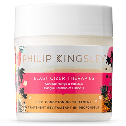 PHILIP KINGSLEY Carabeo Mango & Hibiscus Elasticizer Hair Mask Deep-Conditioning Hair Repair Treatment for Dry, Damaged, Colored, All Hair Types, 150 ml